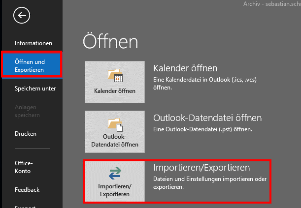 Options 2: Eine Archivdatei anlegen